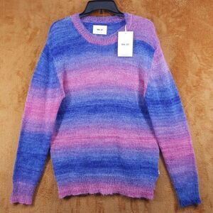 NN07 Sweater Mens XL Blue Pink Stripe Pullover Crew Alpaca Mohair BRADY $250